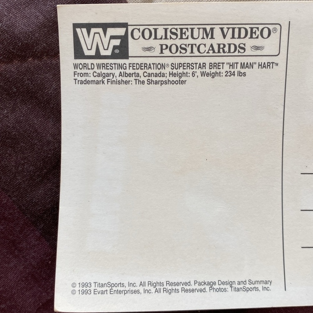 Vintage WWF Superstar Bret 'Hit Man' Hart Postcard - Picture 11 of 17
